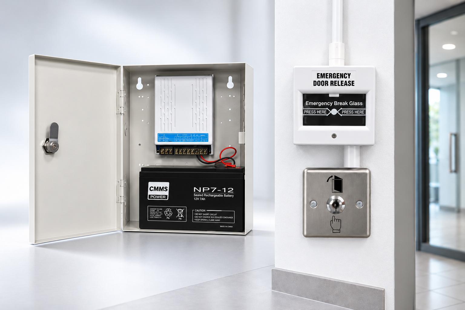 Black power supply units against a soft blue background