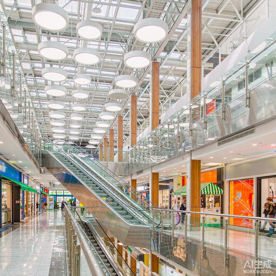 Bright modern shopping mall interior